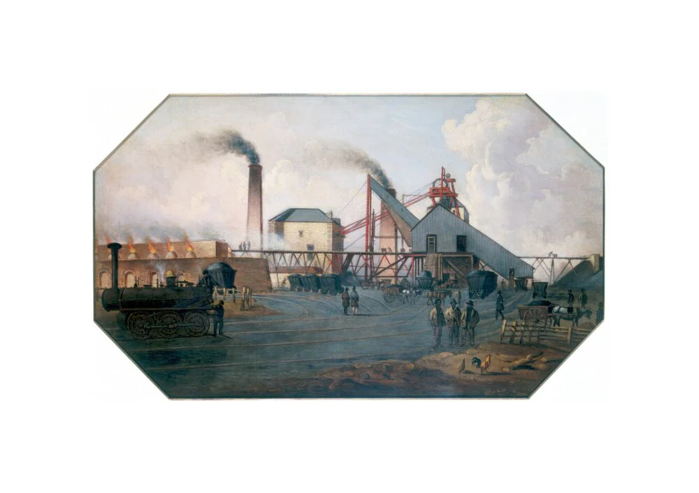 'North Eastern coalfield: colliery pit-head and coking ovens', c 1845. - Image 27
