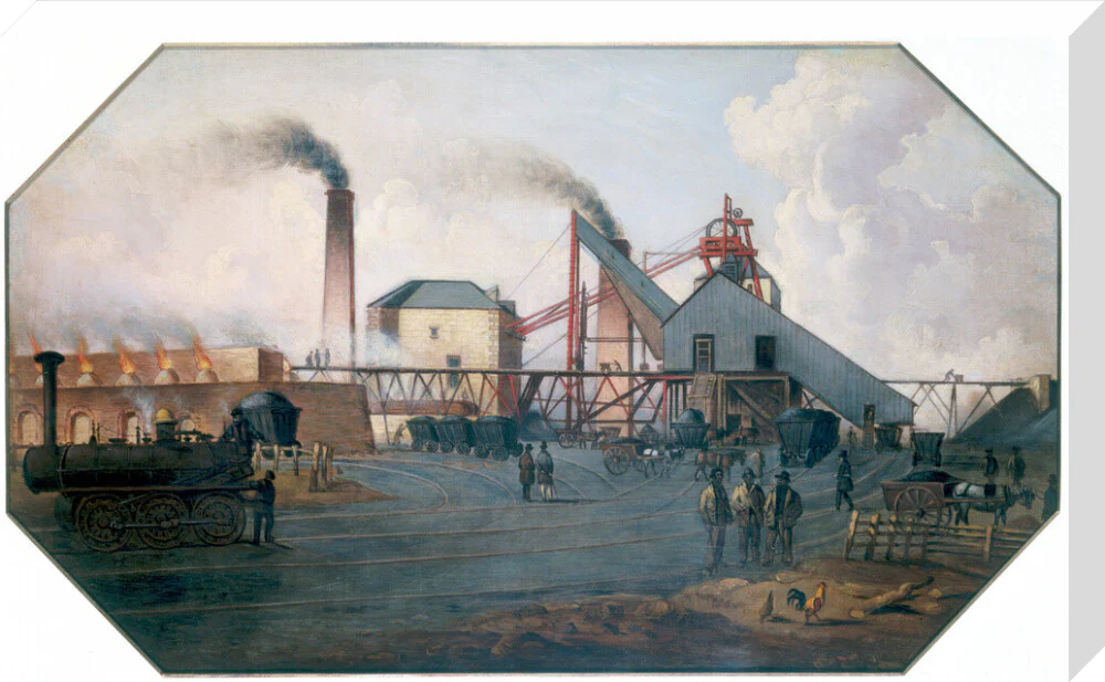 'North Eastern coalfield: colliery pit-head and coking ovens', c 1845. - Image 33