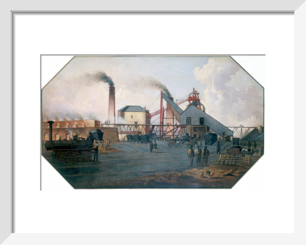 'North Eastern coalfield: colliery pit-head and coking ovens', c 1845. - Image 4