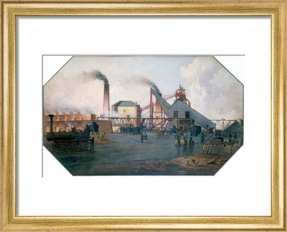 'North Eastern coalfield: colliery pit-head and coking ovens', c 1845. - Image 5