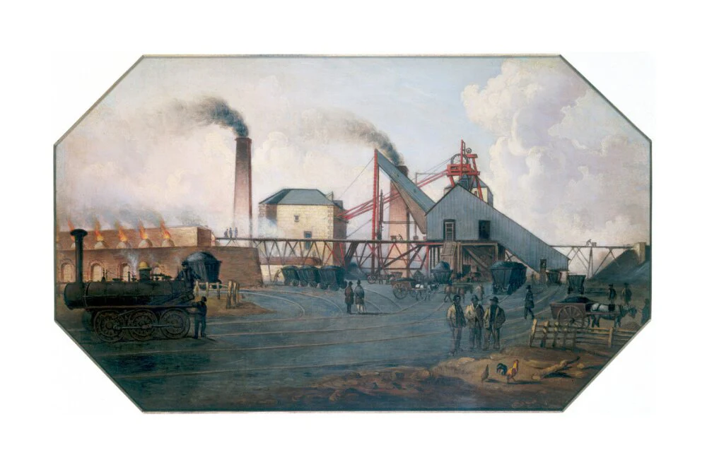 'North Eastern coalfield: colliery pit-head and coking ovens', c 1845. - Image 62