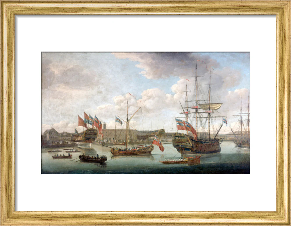 'Launch at Deptford Dockyard', c 1750. - Image 10