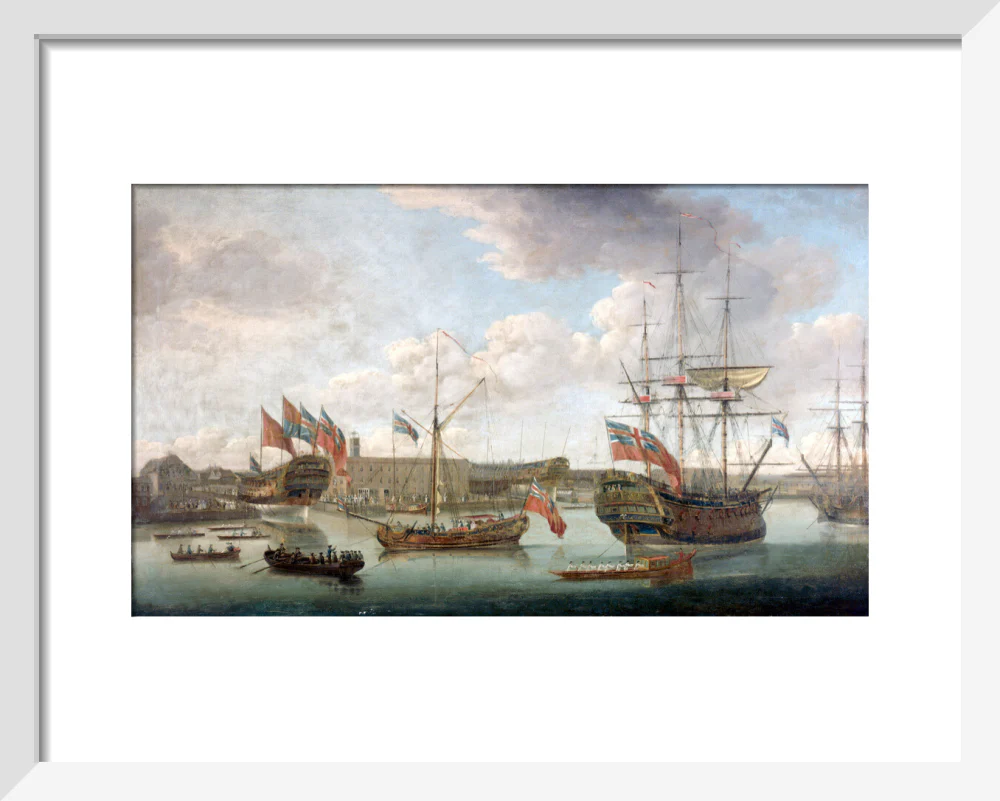 'Launch at Deptford Dockyard', c 1750. - Image 4