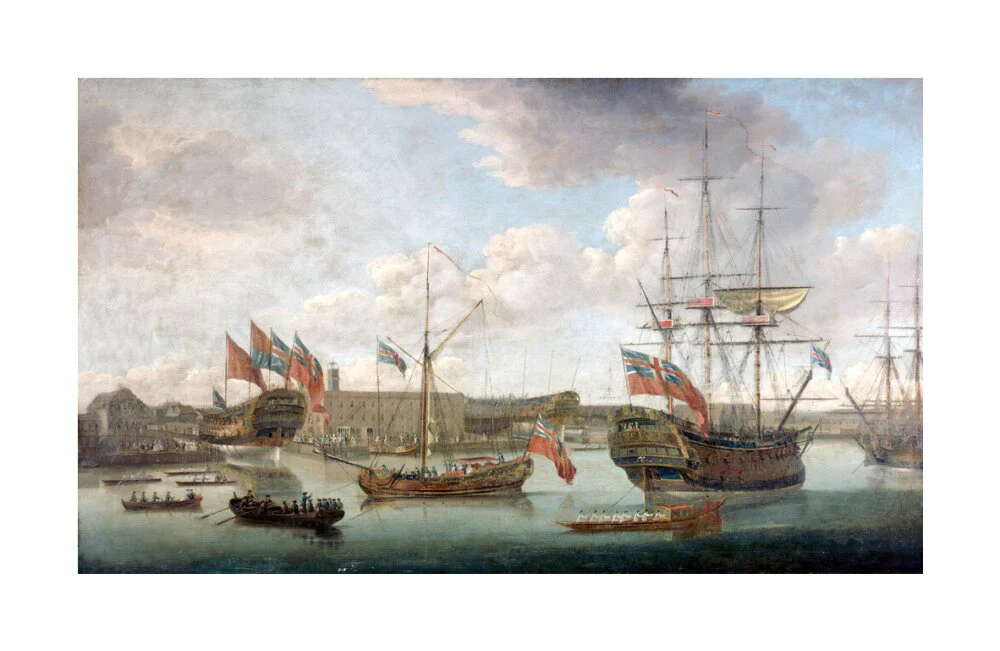 'Launch at Deptford Dockyard', c 1750. - Image 62