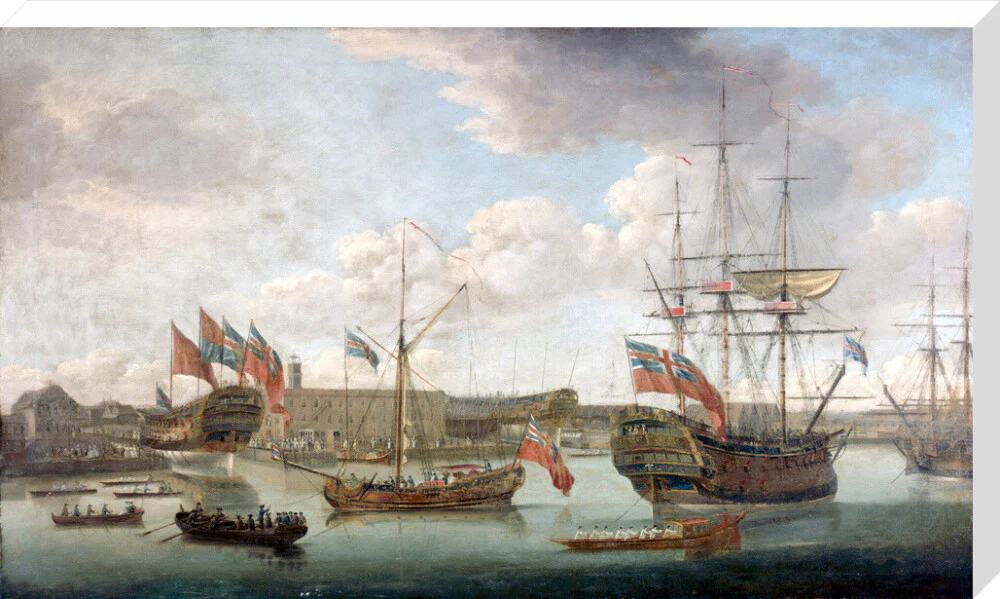 'Launch at Deptford Dockyard', c 1750. - Image 67