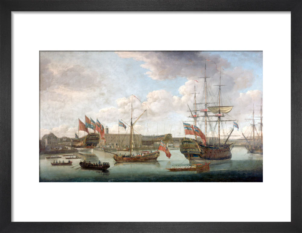 'Launch at Deptford Dockyard', c 1750. - Image 8