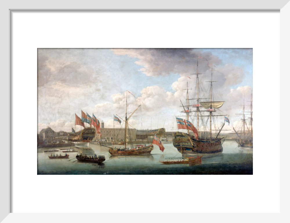 'Launch at Deptford Dockyard', c 1750. - Image 9