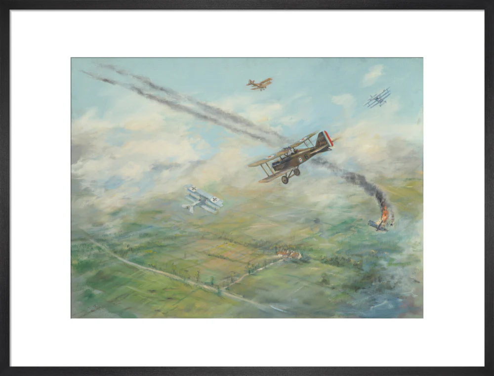 Painting of a dogfight, with five fighter aircraft of World War I - Image 18