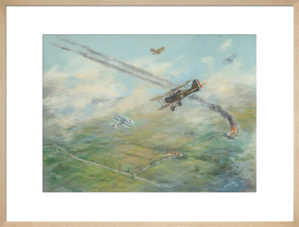 Painting of a dogfight, with five fighter aircraft of World War I - Image 21