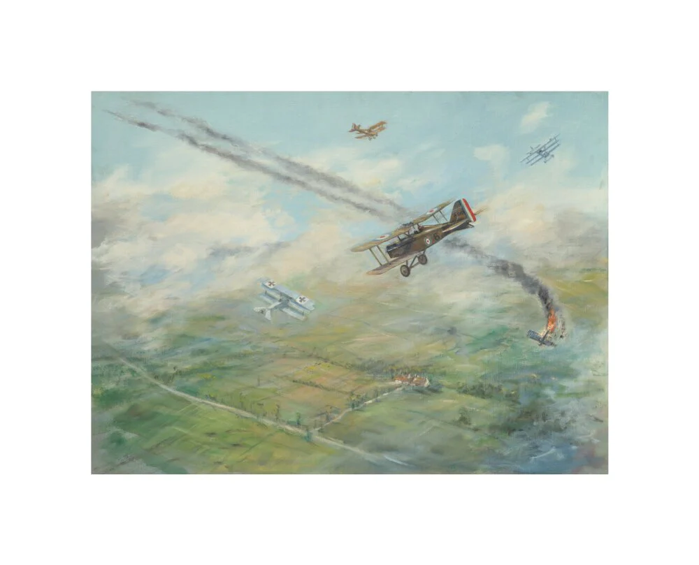 Painting of a dogfight, with five fighter aircraft of World War I - Image 27