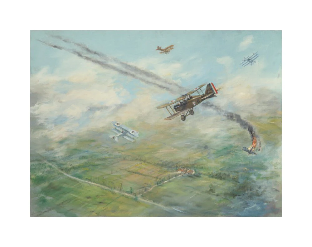 Painting of a dogfight, with five fighter aircraft of World War I - Image 28