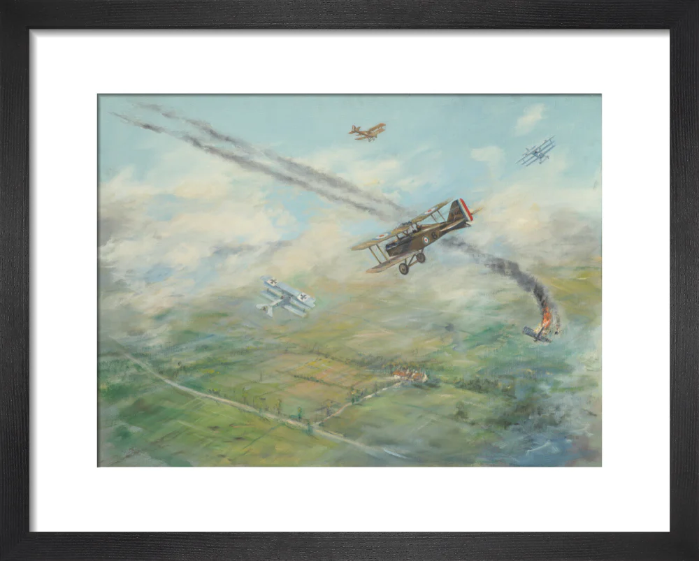 Painting of a dogfight, with five fighter aircraft of World War I - Image 3