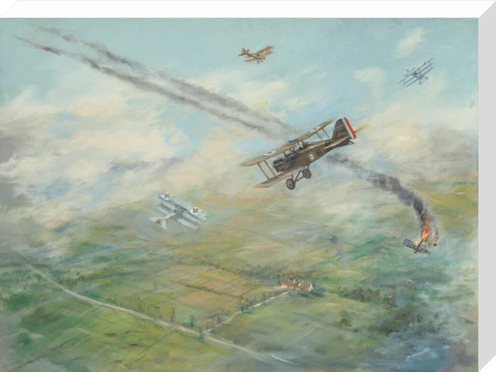 Painting of a dogfight, with five fighter aircraft of World War I - Image 33