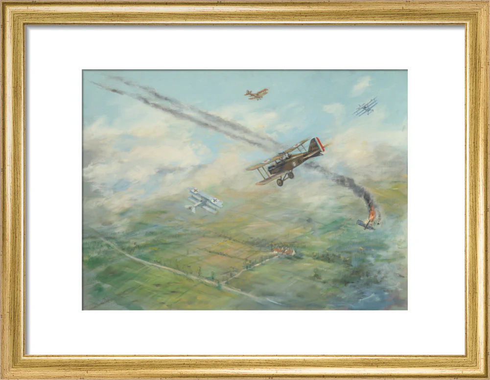 Painting of a dogfight, with five fighter aircraft of World War I - Image 43