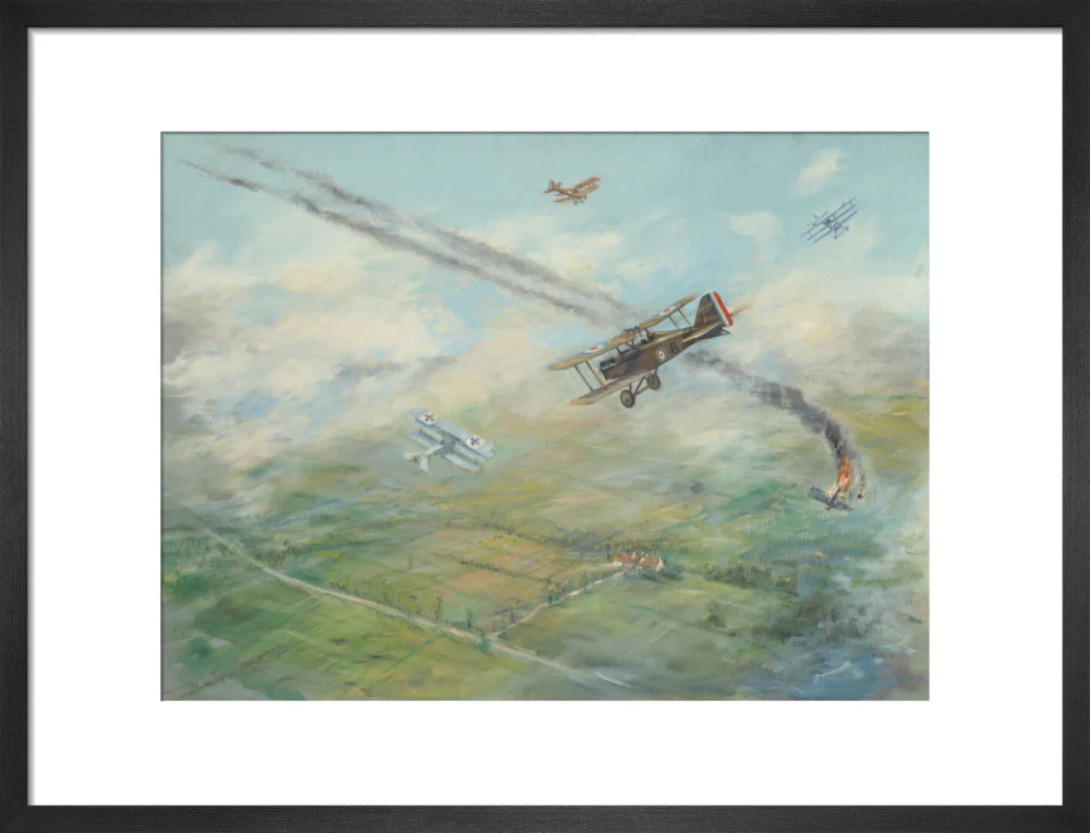 Painting of a dogfight, with five fighter aircraft of World War I - Image 46