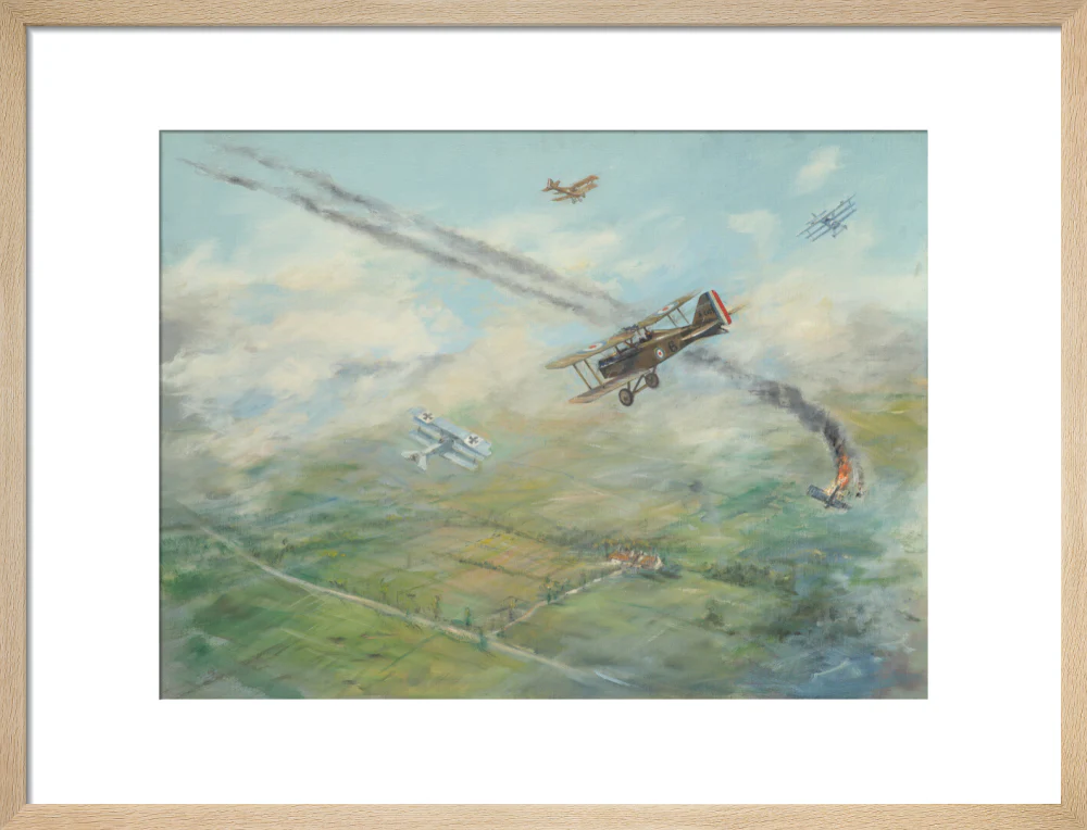 Painting of a dogfight, with five fighter aircraft of World War I - Image 49