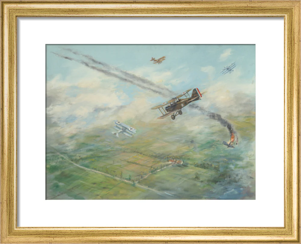 Painting of a dogfight, with five fighter aircraft of World War I - Image 5