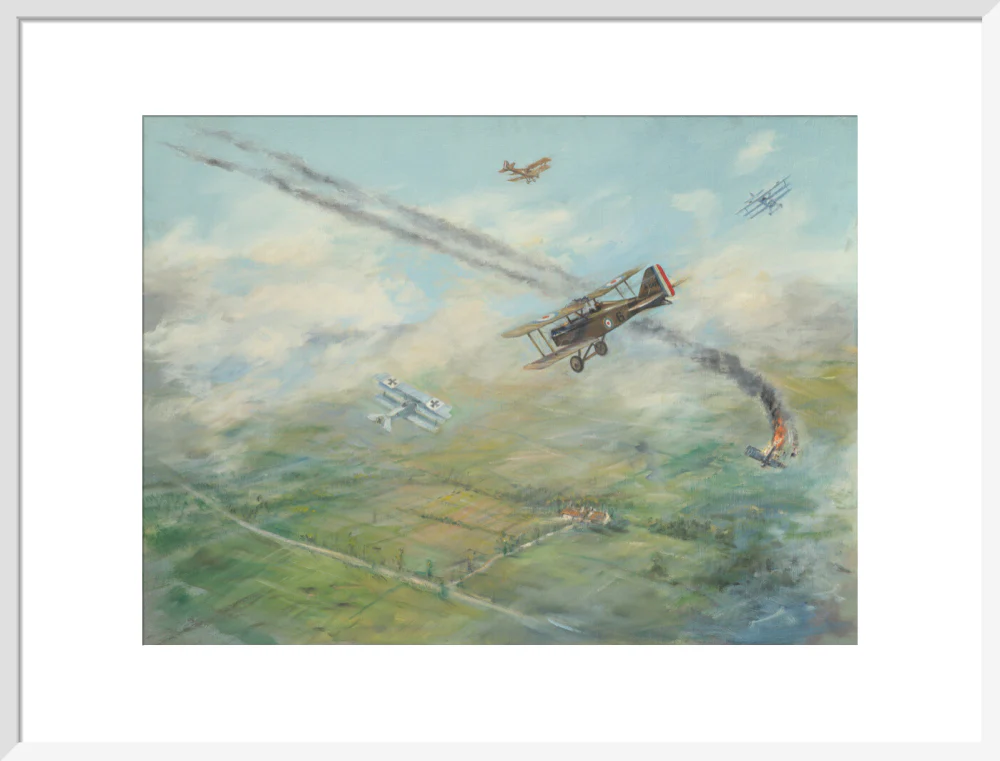 Painting of a dogfight, with five fighter aircraft of World War I - Image 52