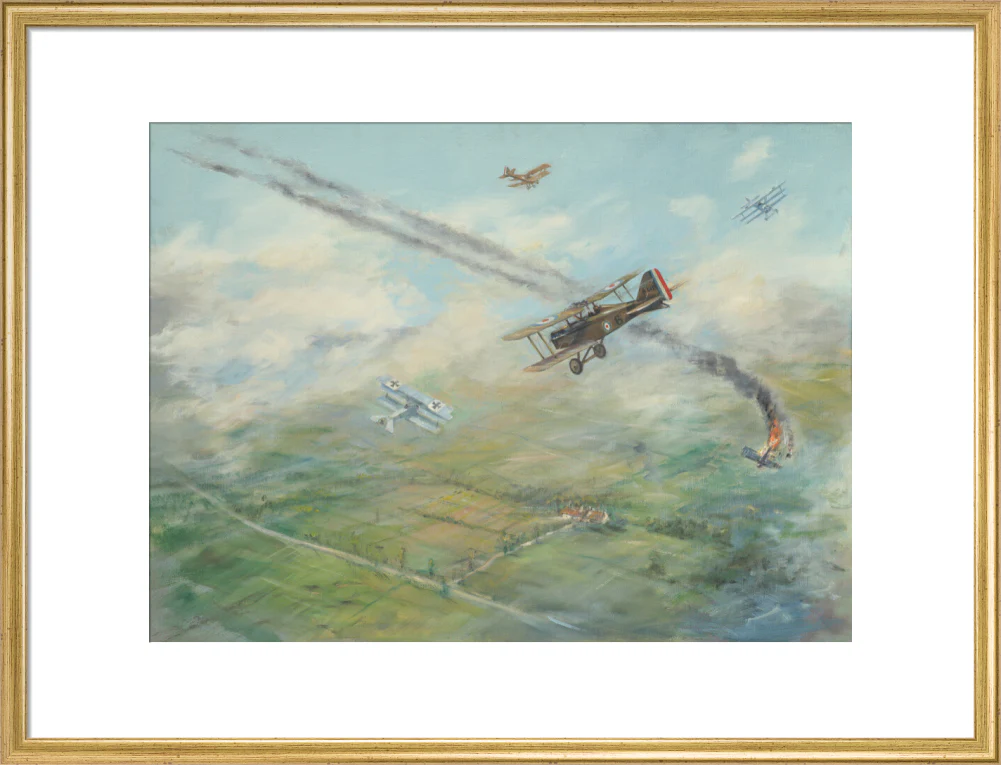 Painting of a dogfight, with five fighter aircraft of World War I - Image 53