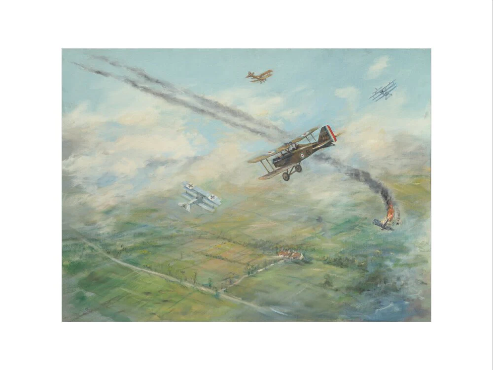 Painting of a dogfight, with five fighter aircraft of World War I - Image 55