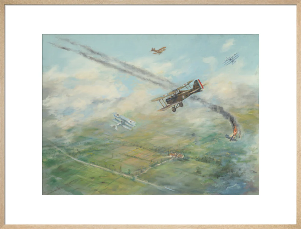 Painting of a dogfight, with five fighter aircraft of World War I - Image 59