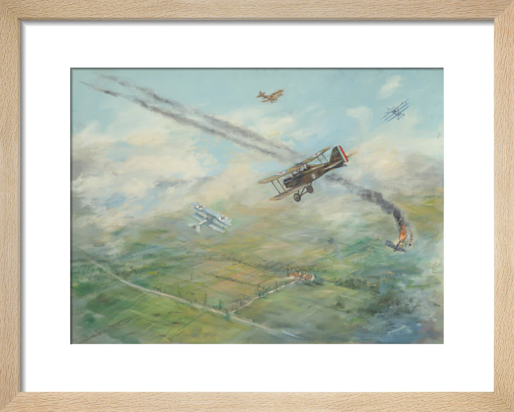 Painting of a dogfight, with five fighter aircraft of World War I - Image 6