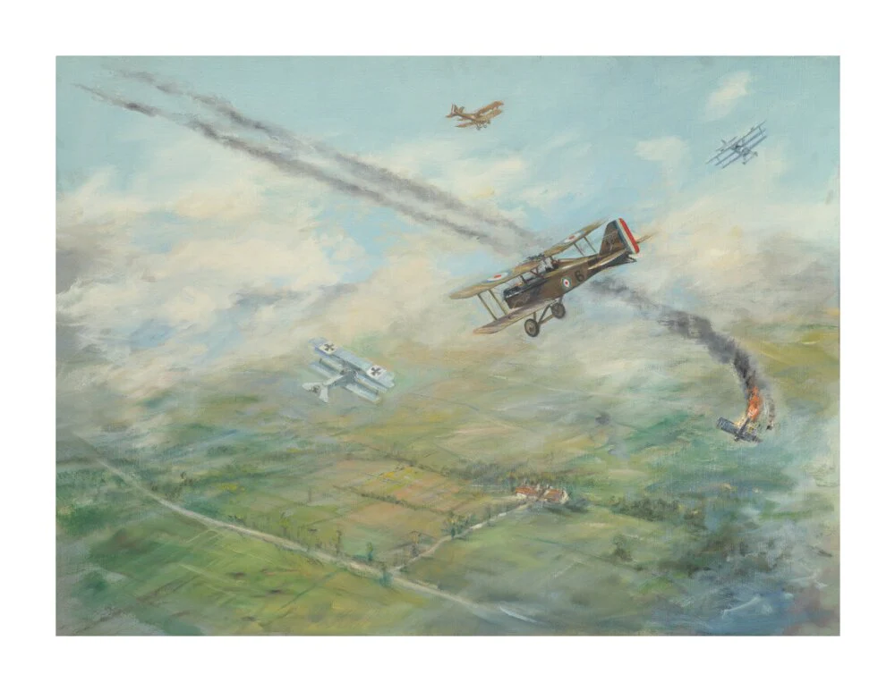 Painting of a dogfight, with five fighter aircraft of World War I - Image 63