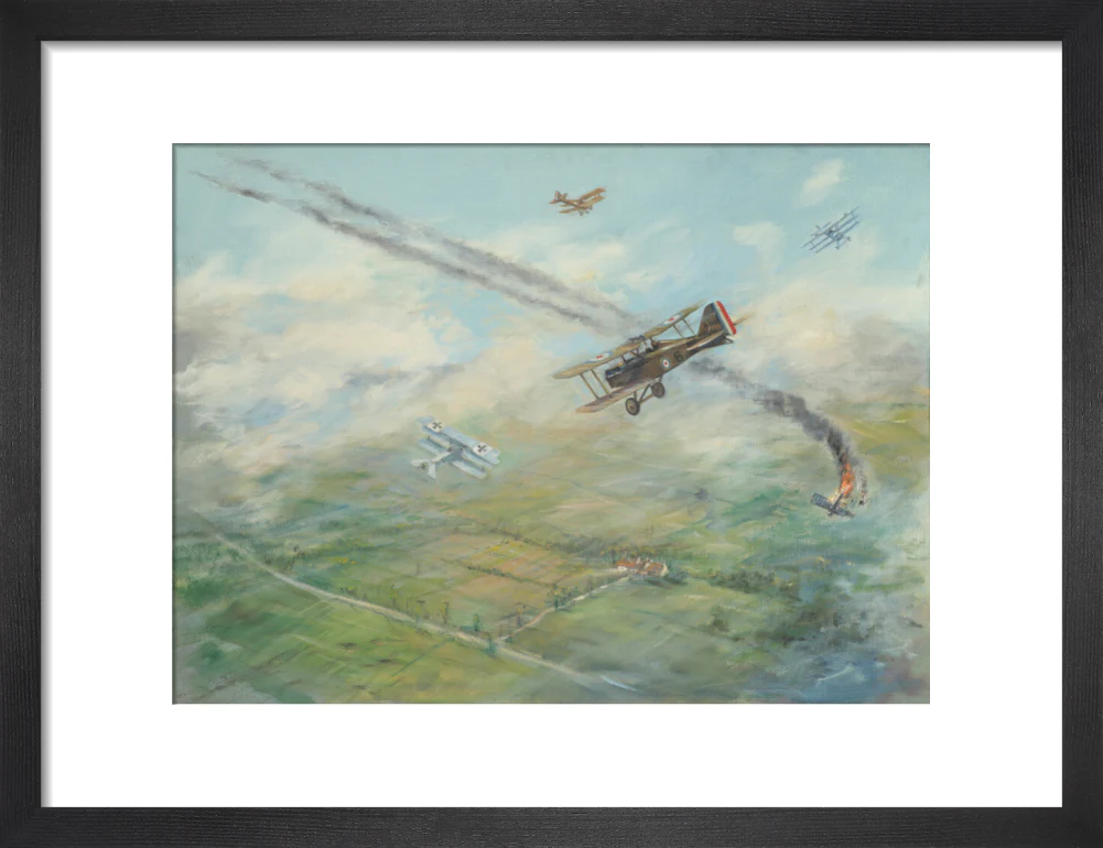 Painting of a dogfight, with five fighter aircraft of World War I - Image 8