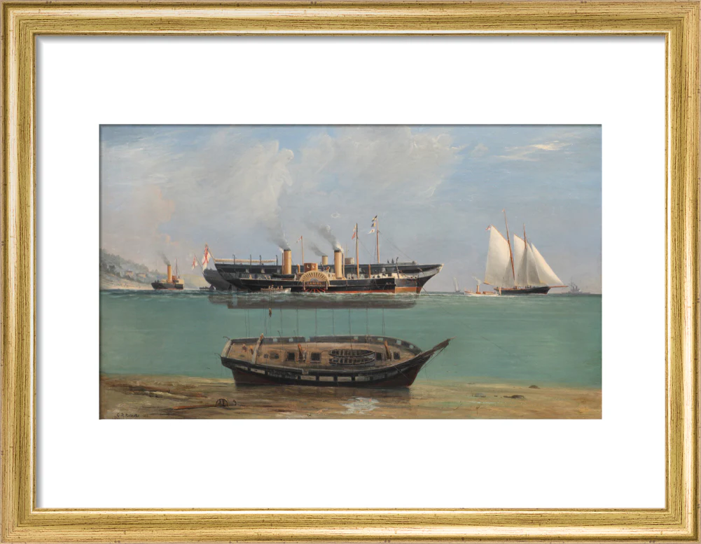Painting of HMS Eurydice under salvage by Charles Robert Ricketts, 1882. - Image 10
