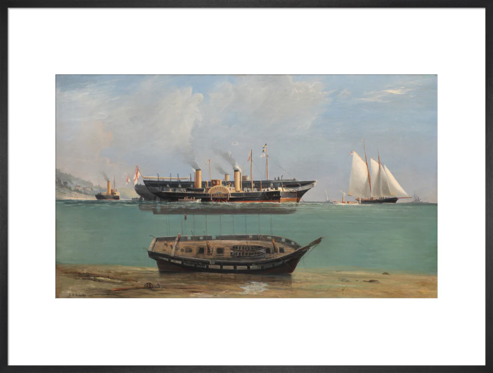 Painting of HMS Eurydice under salvage by Charles Robert Ricketts, 1882. - Image 23