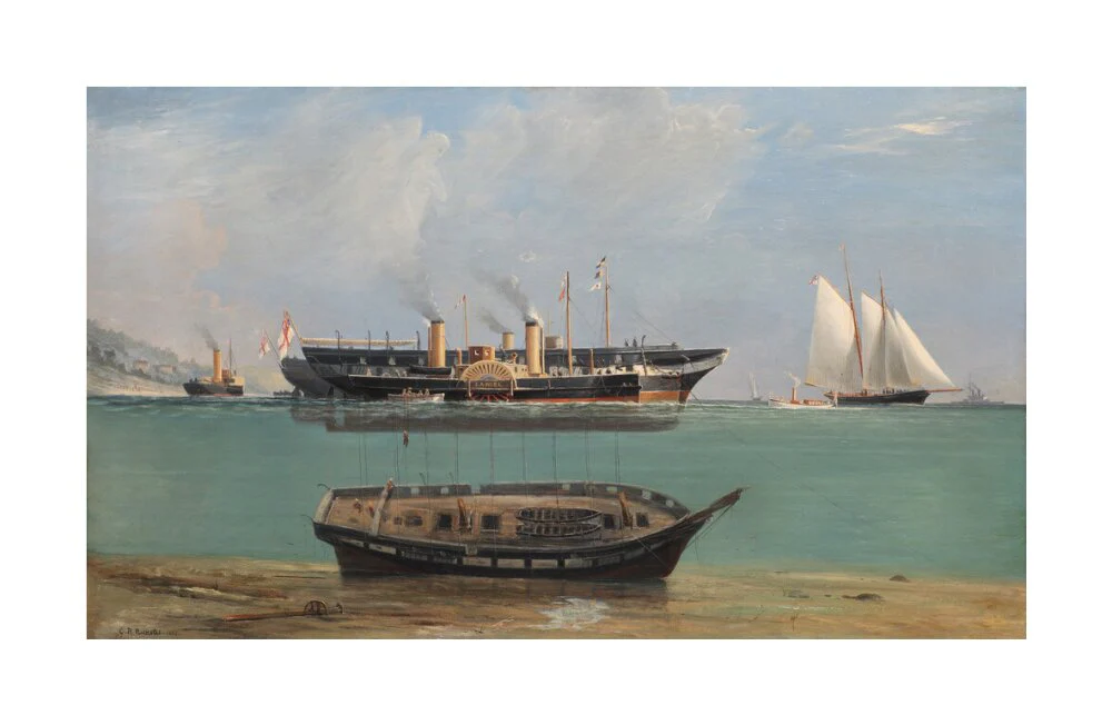 Painting of HMS Eurydice under salvage by Charles Robert Ricketts, 1882. - Image 29