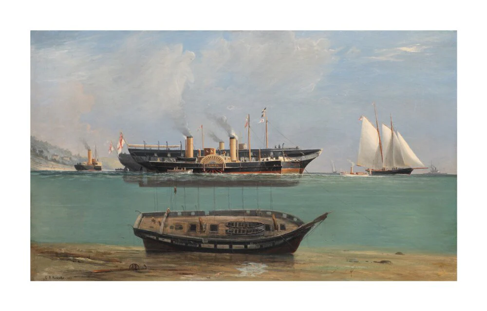 Painting of HMS Eurydice under salvage by Charles Robert Ricketts, 1882. - Image 30