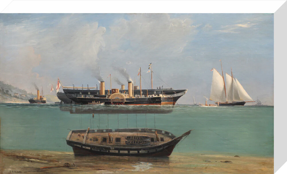 Painting of HMS Eurydice under salvage by Charles Robert Ricketts, 1882. - Image 32