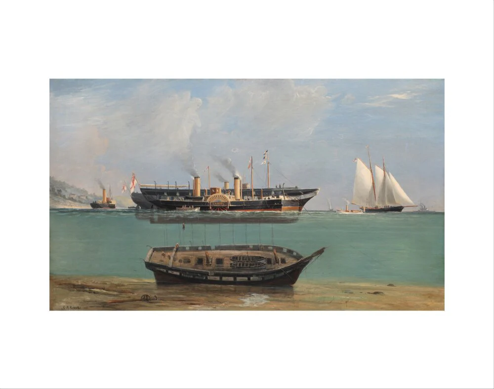 Painting of HMS Eurydice under salvage by Charles Robert Ricketts, 1882. - Image 35