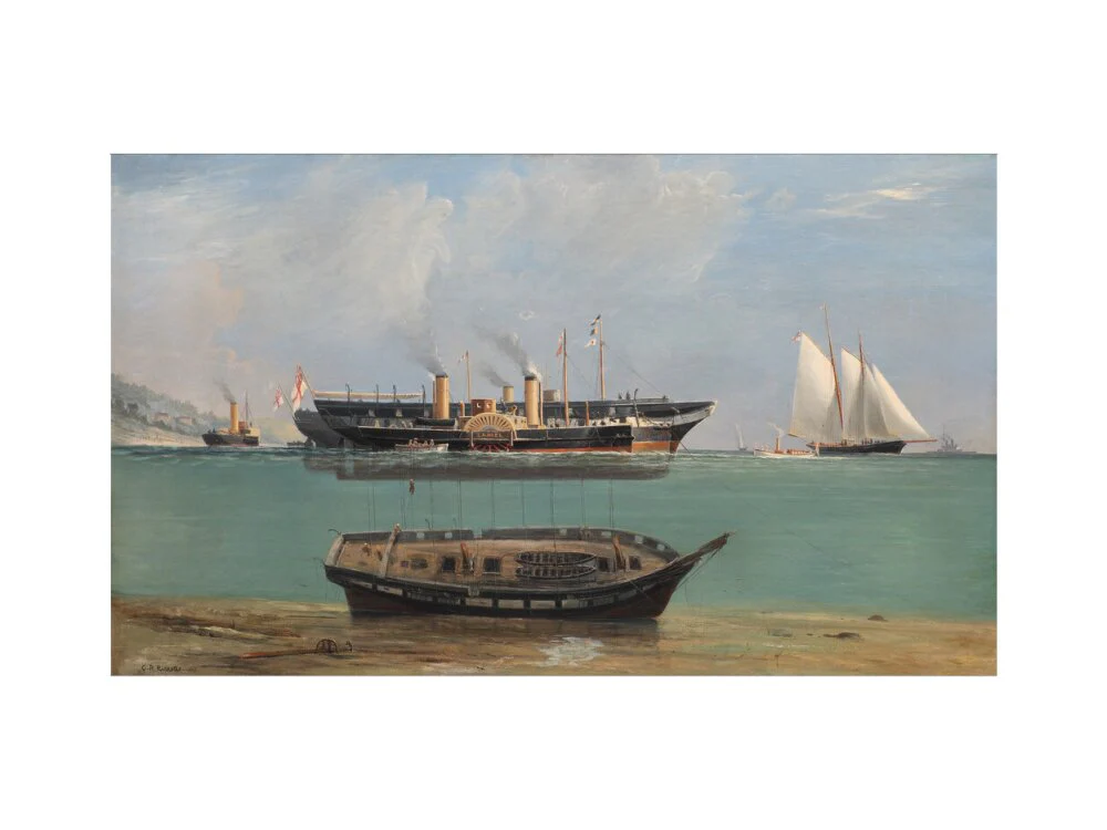Painting of HMS Eurydice under salvage by Charles Robert Ricketts, 1882. - Image 40