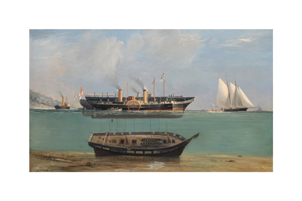 Painting of HMS Eurydice under salvage by Charles Robert Ricketts, 1882. - Image 61