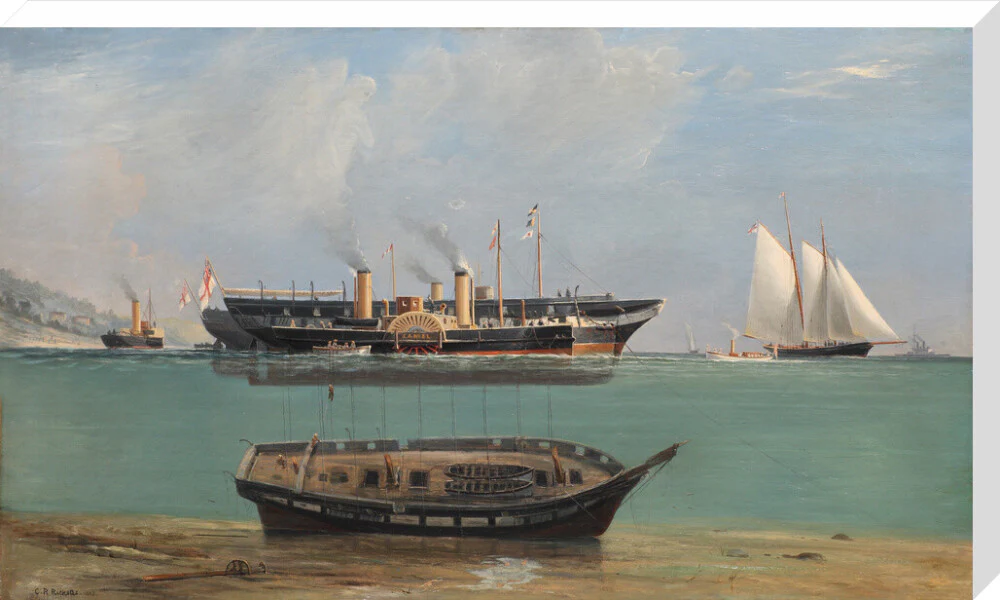 Painting of HMS Eurydice under salvage by Charles Robert Ricketts, 1882. - Image 67