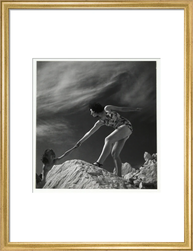 Woman helping child climb onto a rock, about 1935 - Image 15