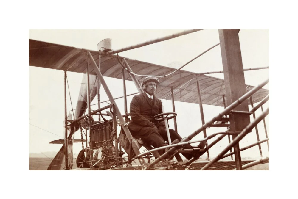 Samuel Cody in a biplane, c 1910. - Image 61