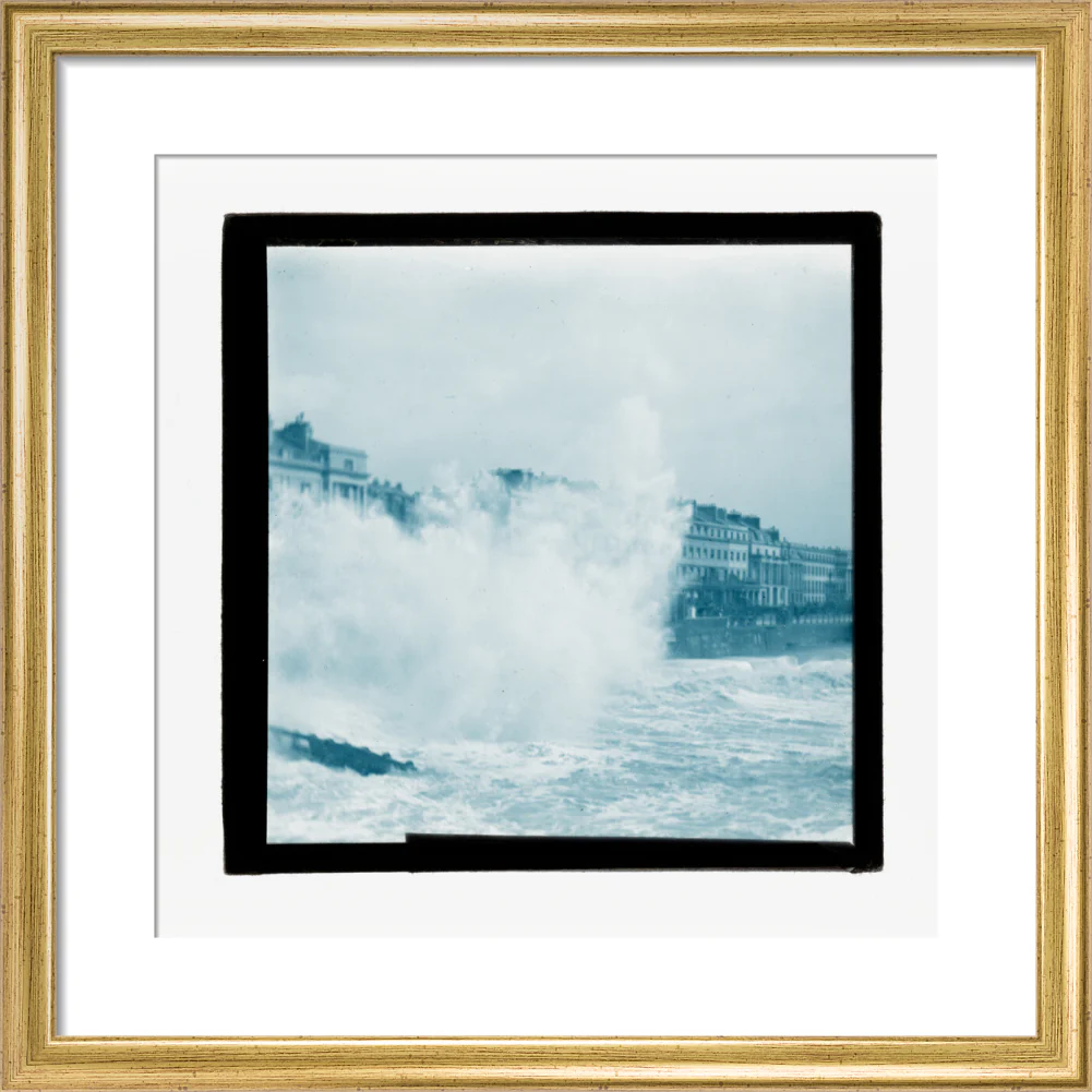A magic lantern slide of sea waves crashing against the shore by Birt Acres, c. 1893. - Image 33
