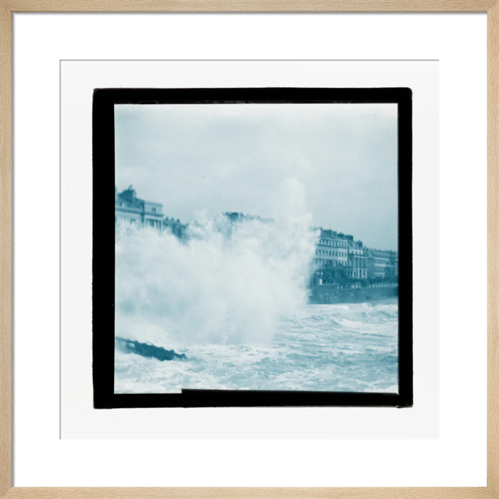 A magic lantern slide of sea waves crashing against the shore by Birt Acres, c. 1893. - Image 39