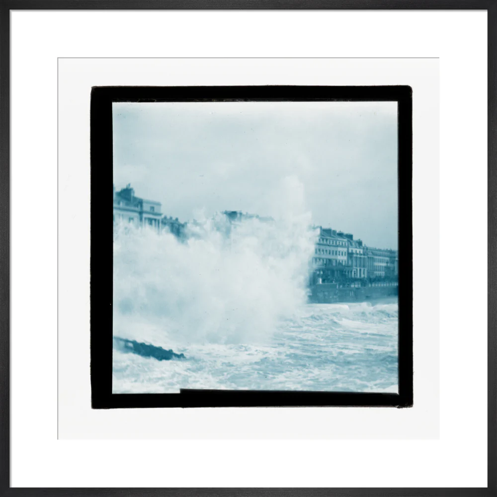 A magic lantern slide of sea waves crashing against the shore by Birt Acres, c. 1893. - Image 41