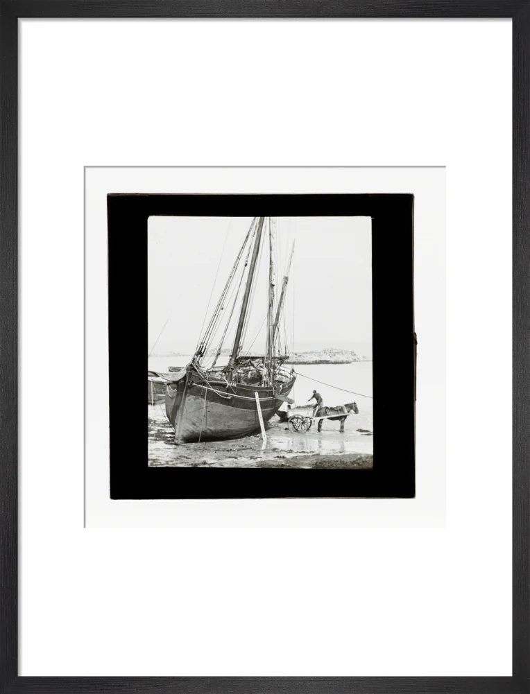A magic lantern slide of a boat in harbour by Birt Acres, c. 1893. - Image 13