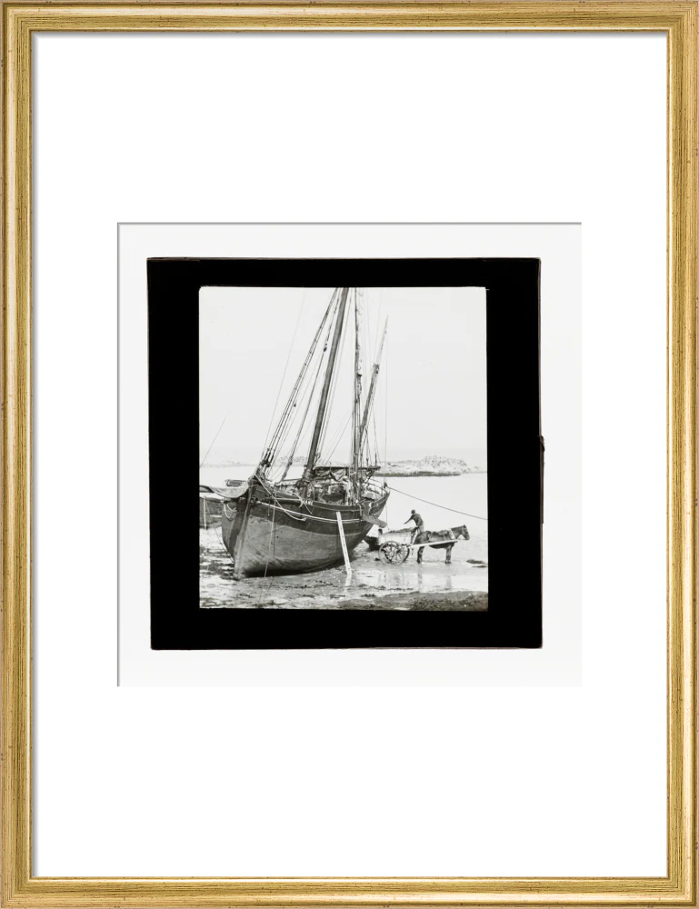 A magic lantern slide of a boat in harbour by Birt Acres, c. 1893. - Image 48