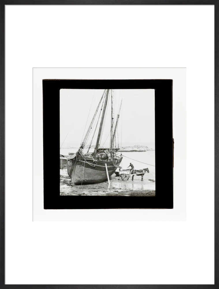 A magic lantern slide of a boat in harbour by Birt Acres, c. 1893. - Image 56