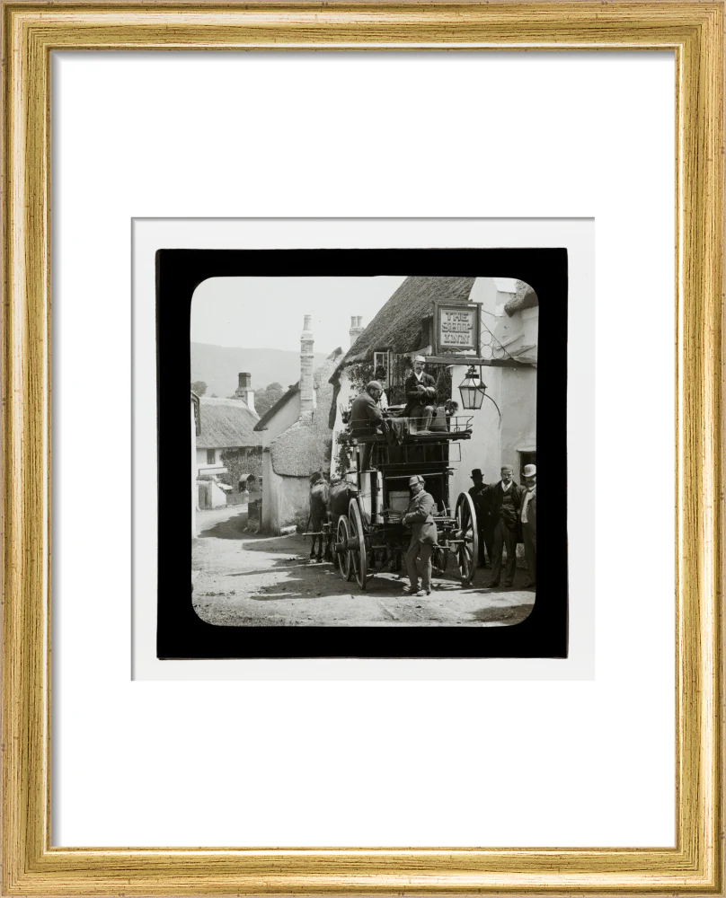 A magic lantern slide showing Birt Acres sitting on a coach whilst attending a meeting of photographers in Porlock, c.1893. - Image 5