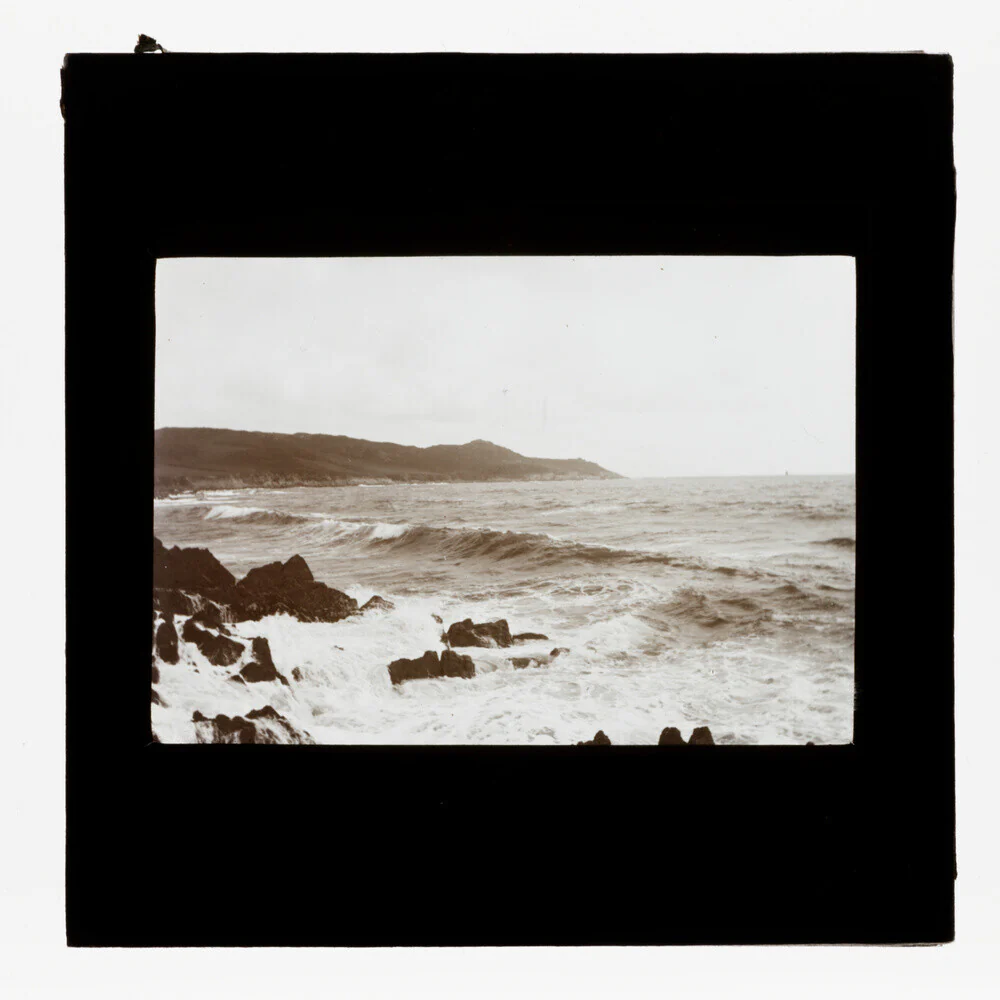 A magic lantern slide entitled 'Mortehoe, North Devon', by Birt Acres, 1893.