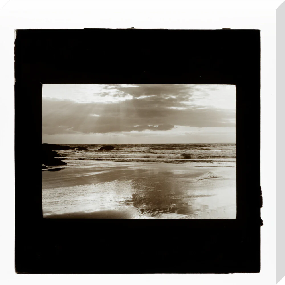 A magic lantern slide entitled Sunset, Woolacombe by Birt Acres, c. 1893. - Image 66