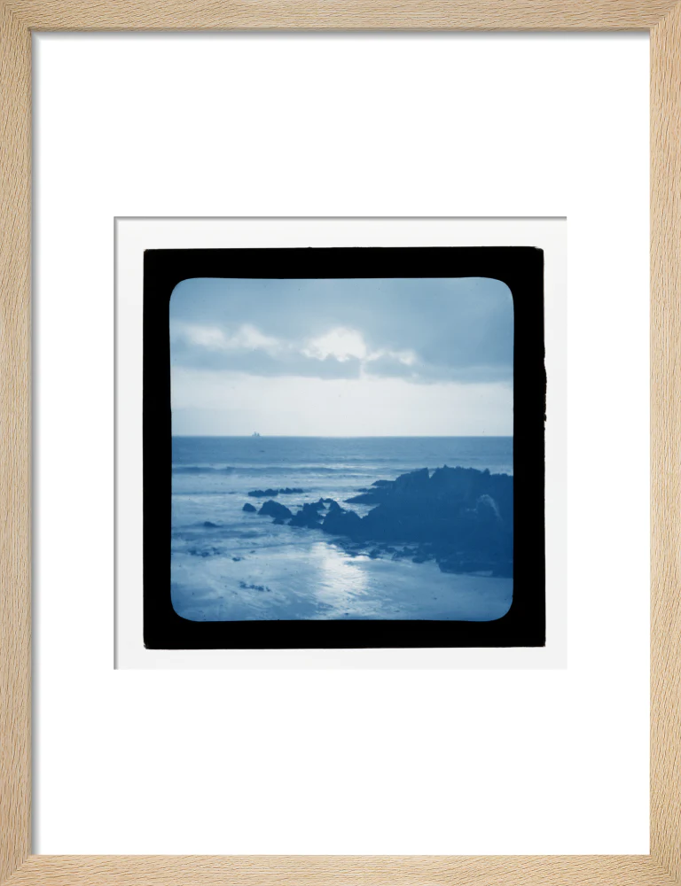 A magic lantern slide showing a seascape with rocks by Birt Acres, c. 1893. (Blue carbon for projection). - Image 11