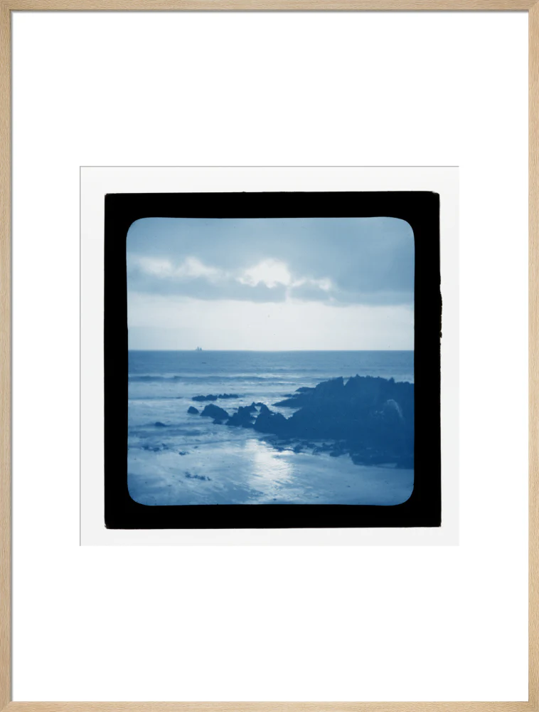 A magic lantern slide showing a seascape with rocks by Birt Acres, c. 1893. (Blue carbon for projection). - Image 26
